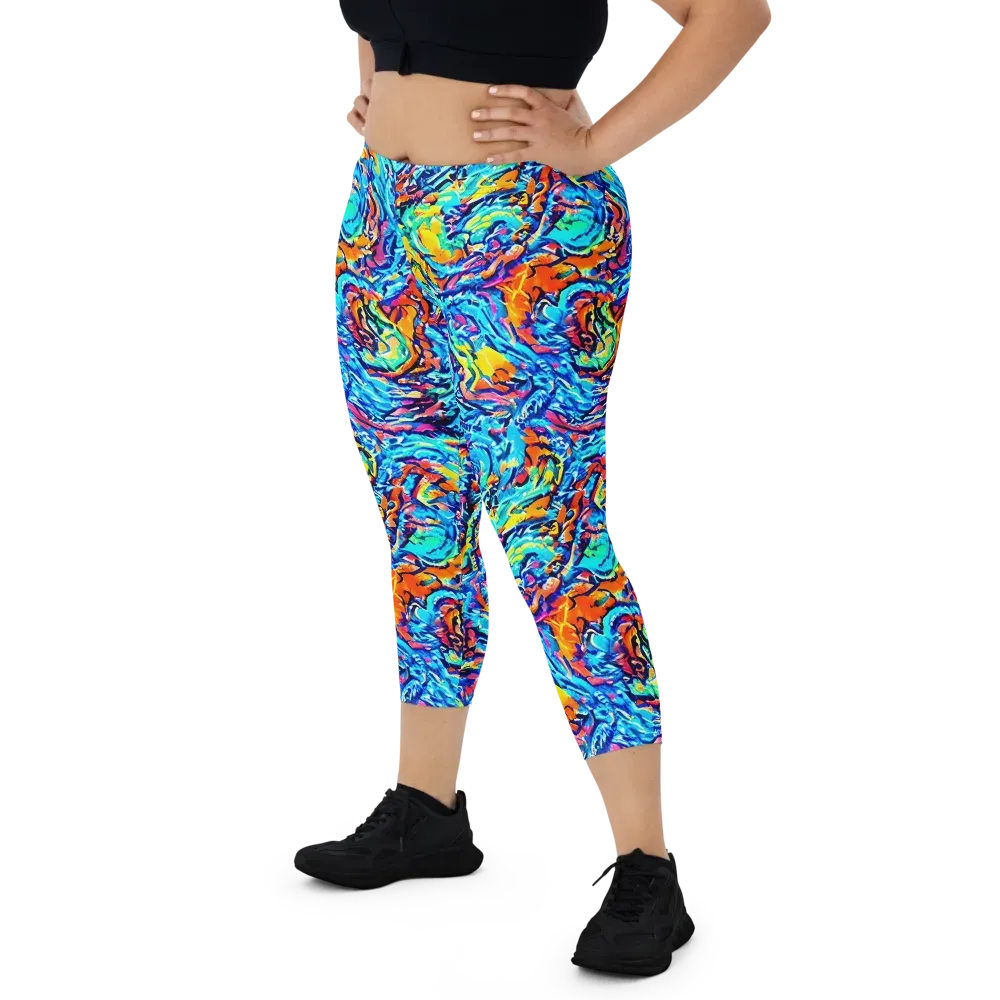 Painted Voltage on Capri Leggings — Front