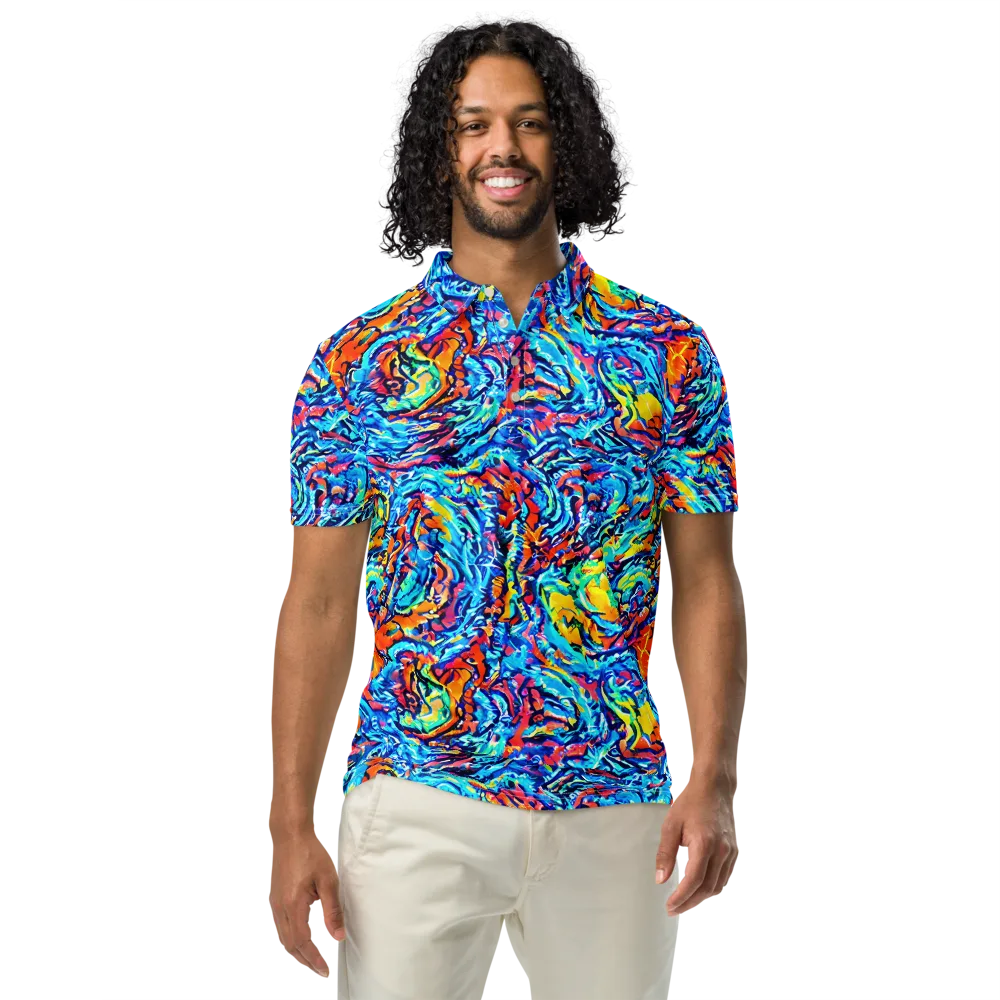 Painted Voltage on Men's Slim Fit Polo Shirt — Front