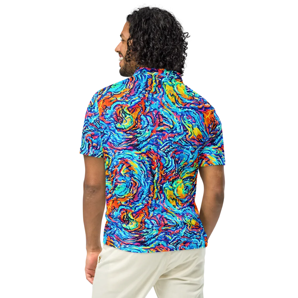 Painted Voltage on Men's Slim Fit Polo Shirt — Back
