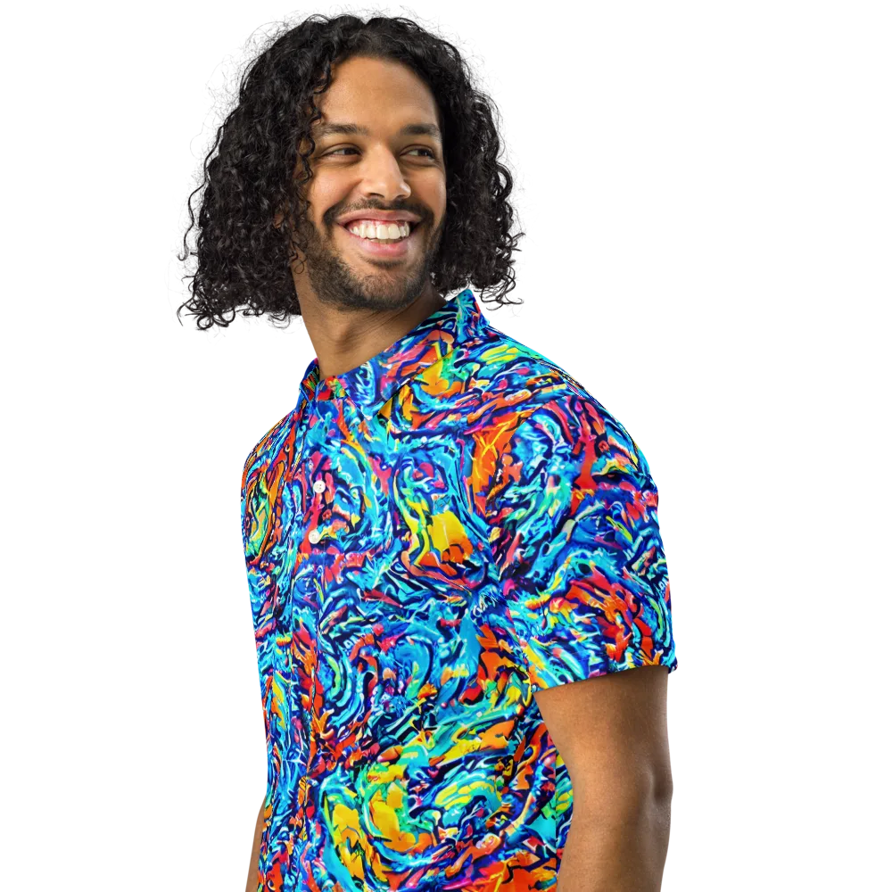 Painted Voltage on Men's Slim Fit Polo Shirt — Left Front