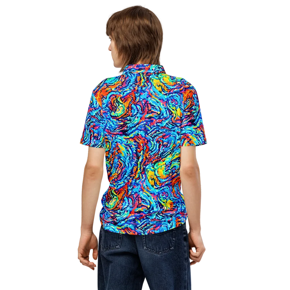 Painted Voltage on Men's Slim Fit Polo Shirt — Back