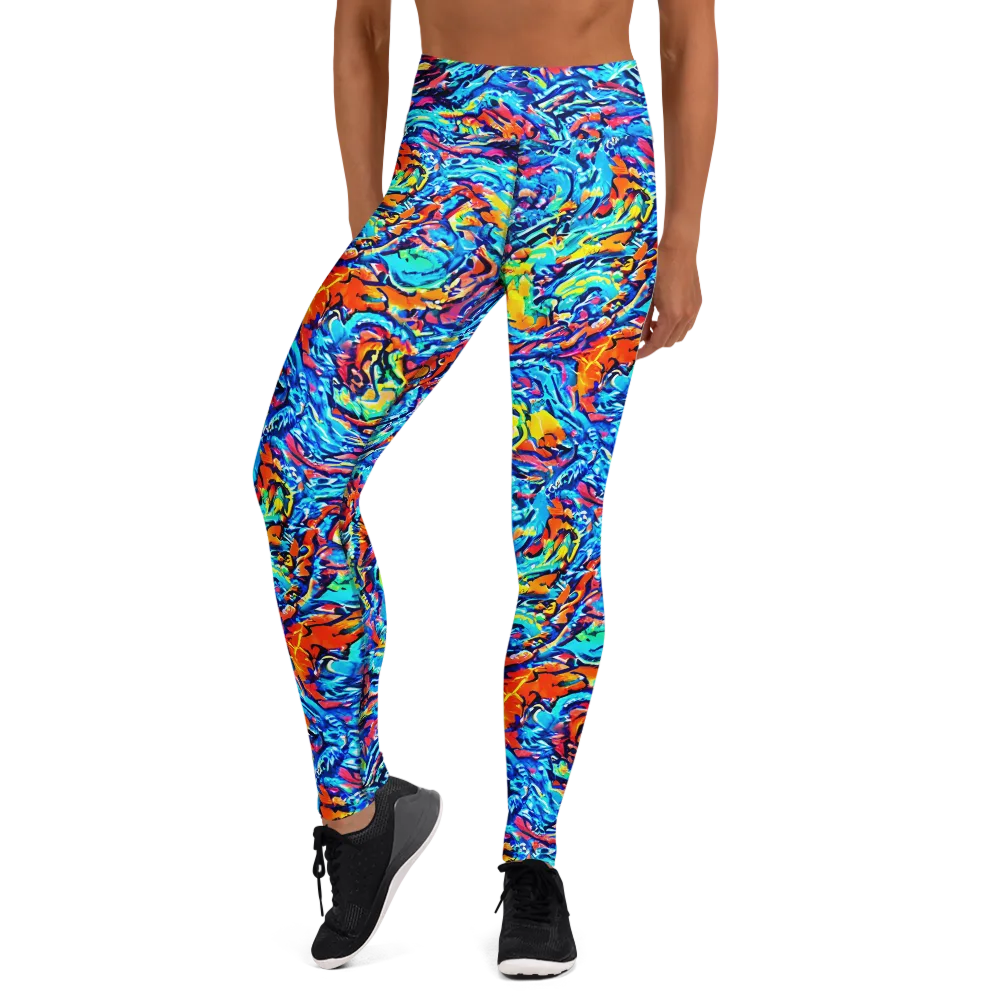 Painted Voltage on Yoga Leggings — Front