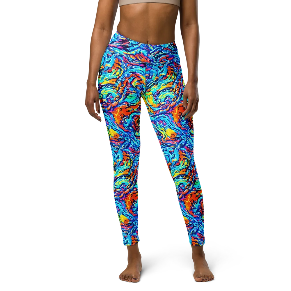 Painted Voltage on Yoga Leggings — Front