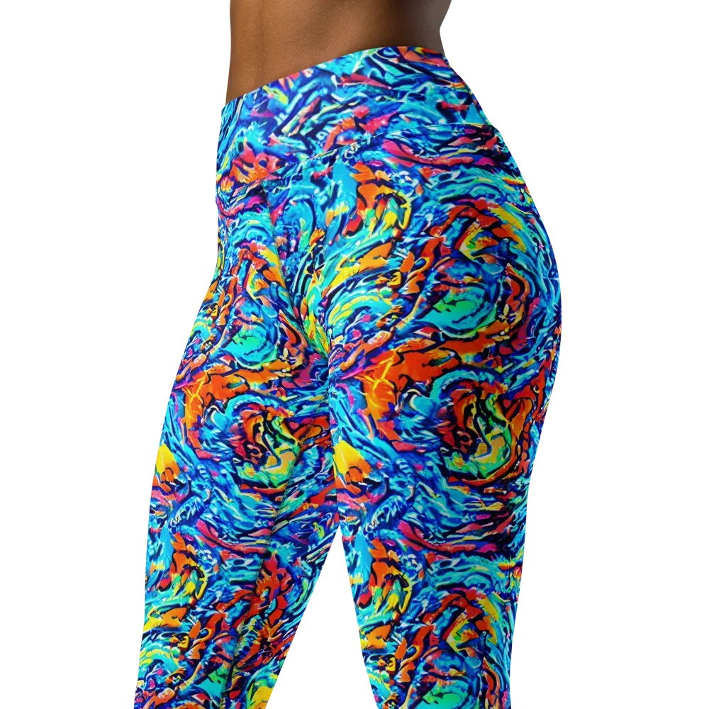 Painted Voltage on Yoga Leggings — Left Front