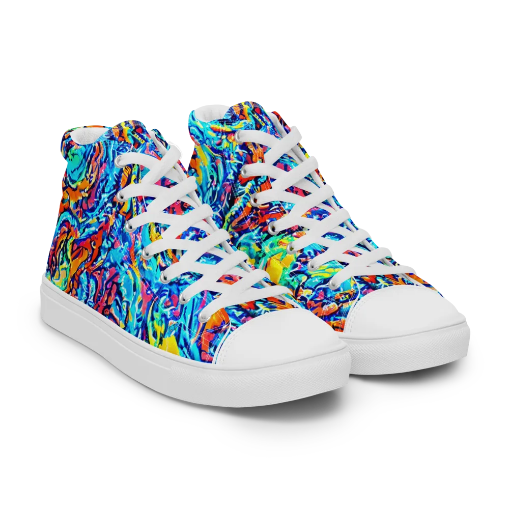 Painted Voltage on Men's High Top Canvas Shoes — Right Front