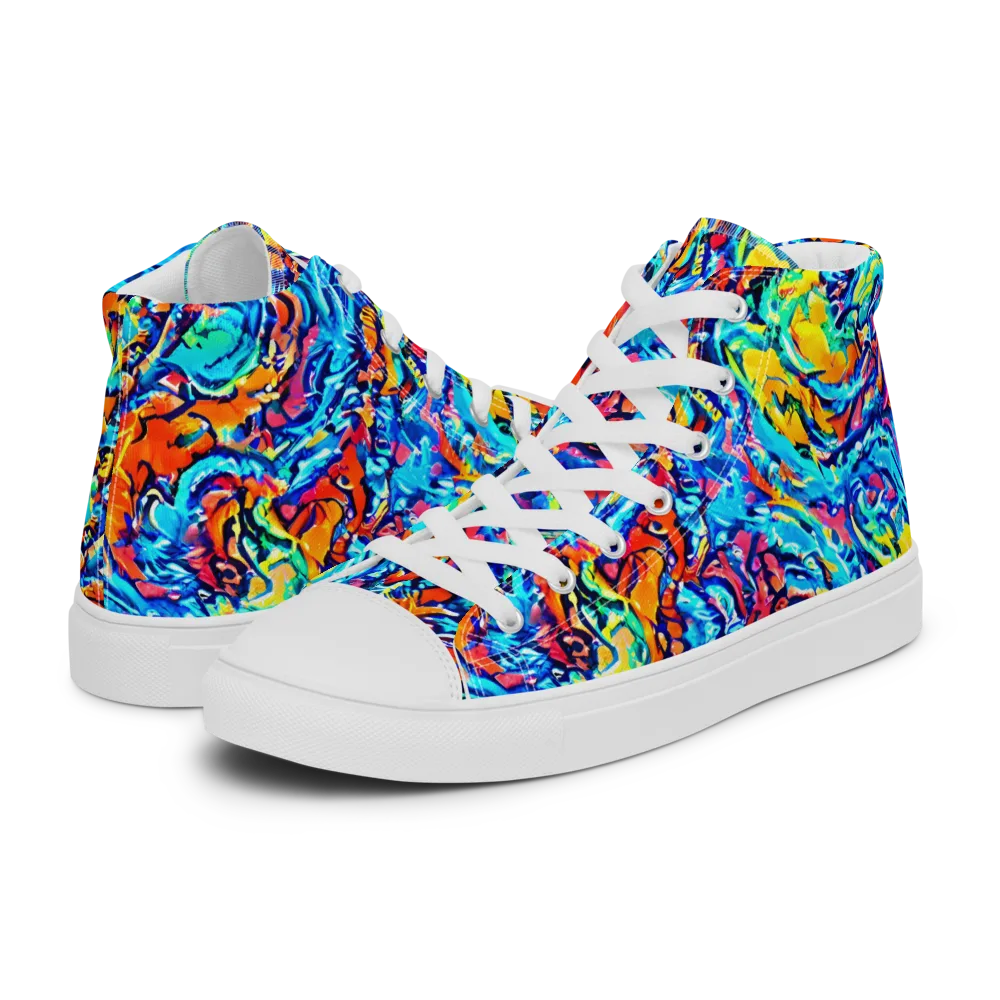 Painted Voltage on Men's High Top Canvas Shoes — Left