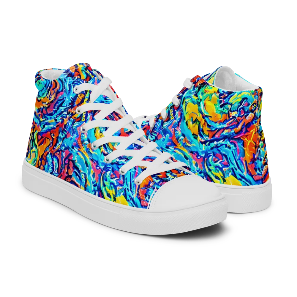 Painted Voltage on Men's High Top Canvas Shoes — Right