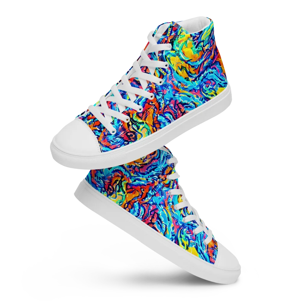 Painted Voltage on Men's High Top Canvas Shoes — Front