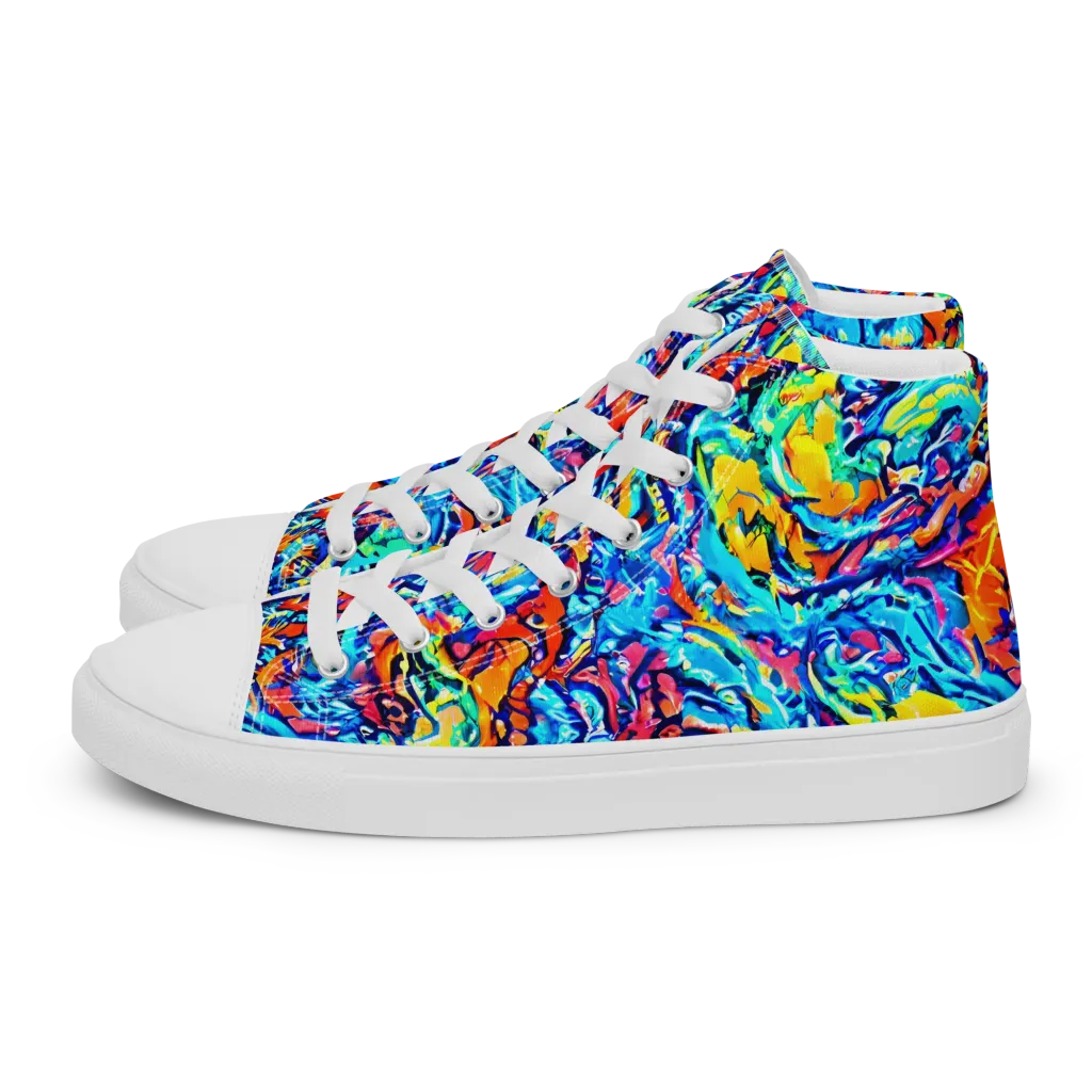 Painted Voltage on Women's High Top Canvas Shoes — Left
