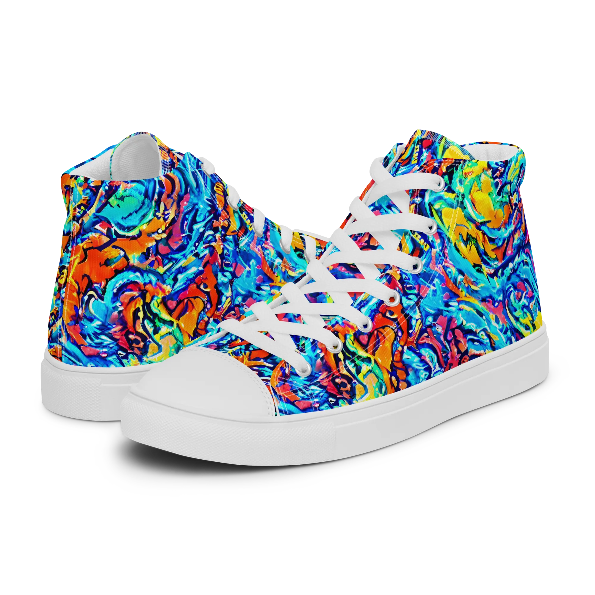 Painted Voltage on Women's High Top Canvas Shoes — Left