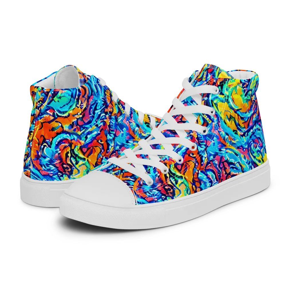 Painted Voltage on Women's High Top Canvas Shoes — Left