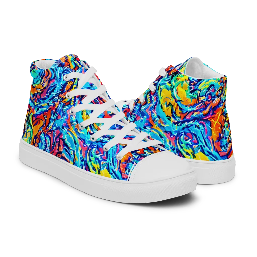 Painted Voltage on Women's High Top Canvas Shoes — Right