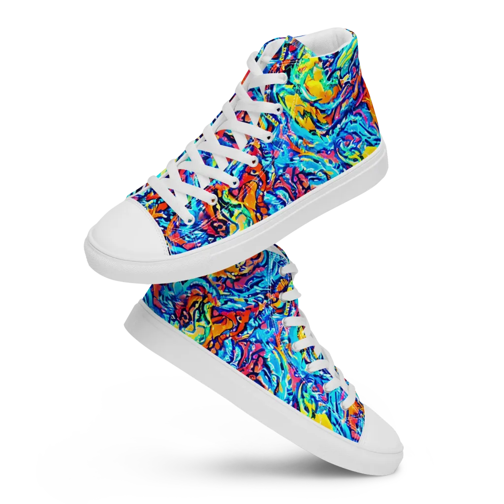 Painted Voltage on Women's High Top Canvas Shoes — Front