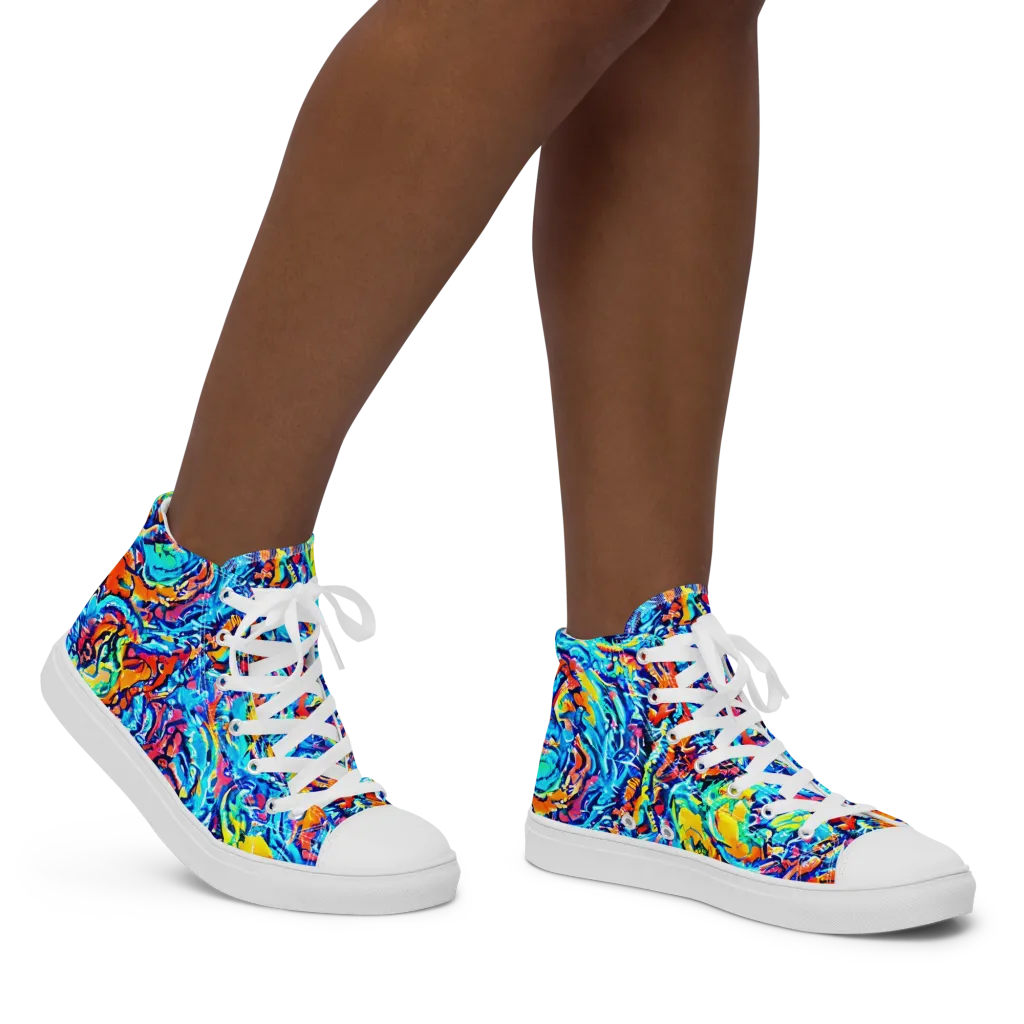 Painted Voltage on Women's High Top Canvas Shoes — Right