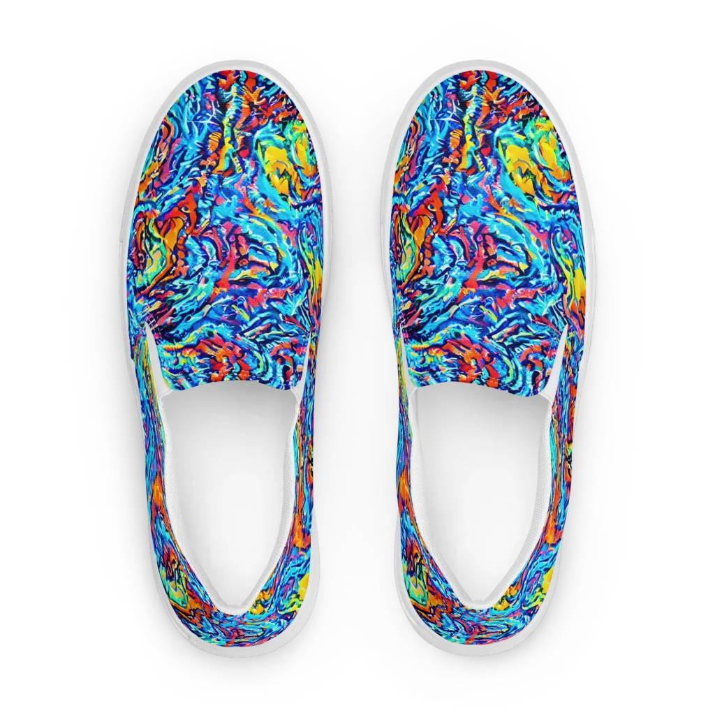 Painted Voltage on Men's Slip-On Canvas Shoes — Front