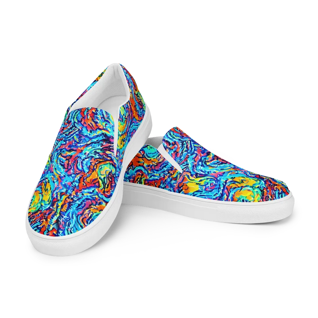 Painted Voltage on Men's Slip-On Canvas Shoes — Left Front