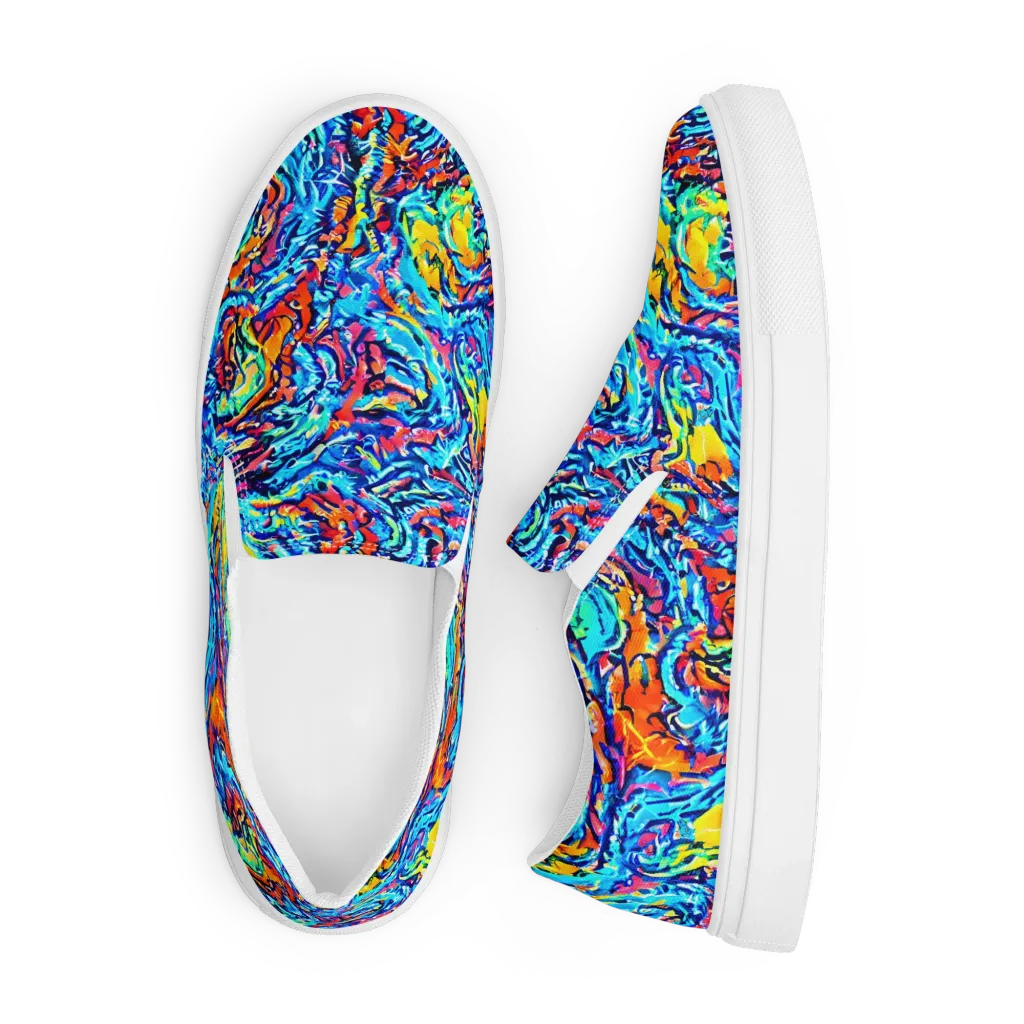 Painted Voltage on Men's Slip-On Canvas Shoes — Front