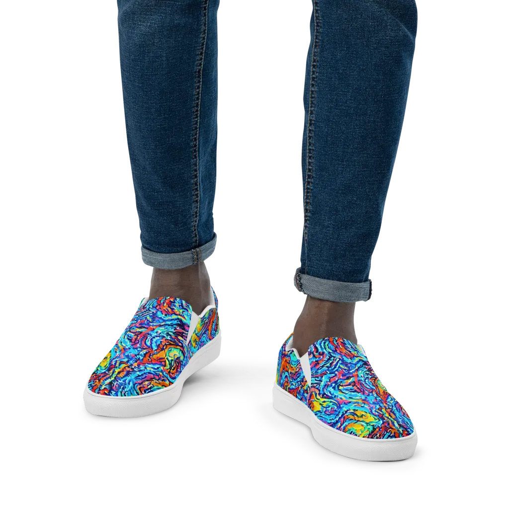 Painted Voltage on Men's Slip-On Canvas Shoes — Front