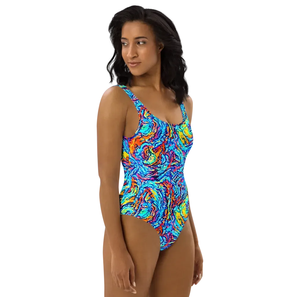 Painted Voltage on One-Piece Swimsuit — Right