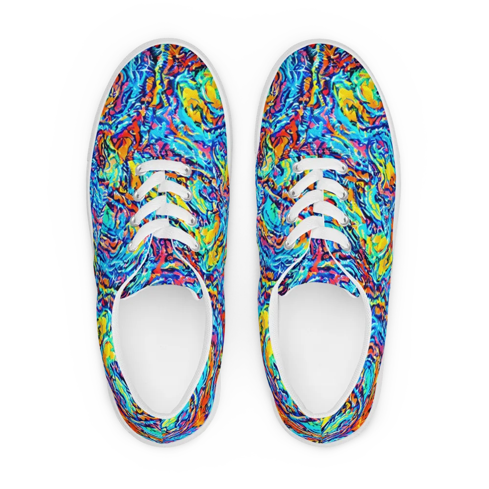Painted Voltage on Men's Lace-Up Canvas Shoes — Front