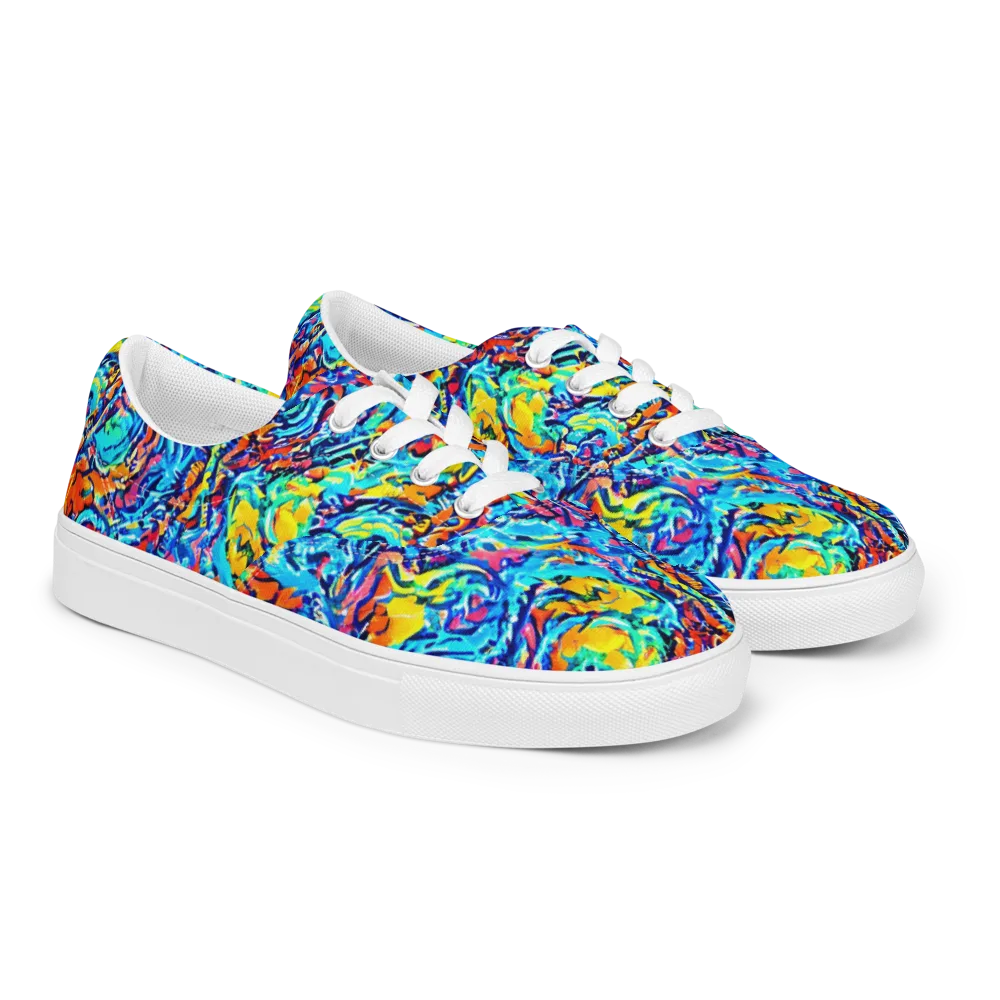 Painted Voltage on Men's Lace-Up Canvas Shoes — Right Front