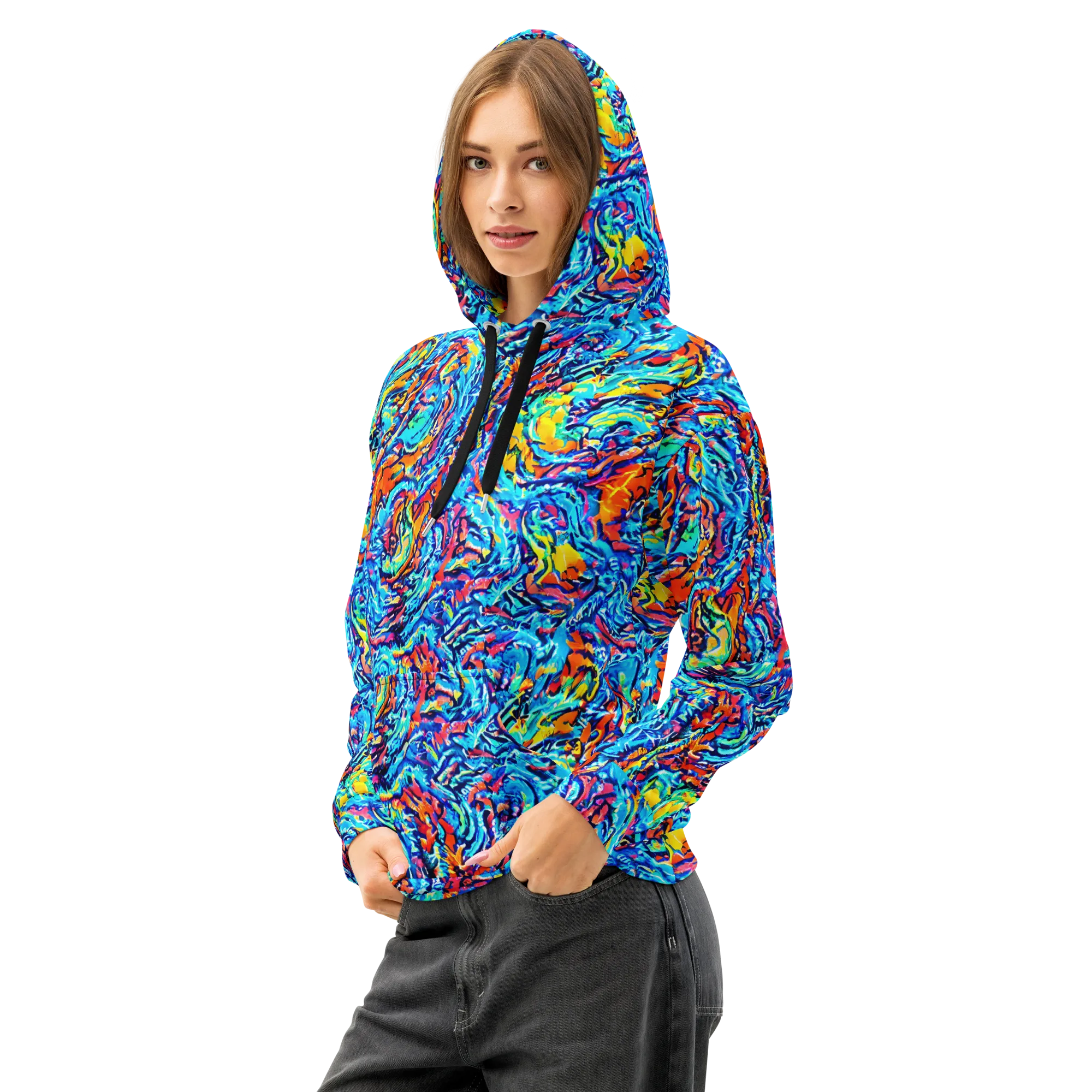 Painted Voltage on Cotton Hoodie — Left Front