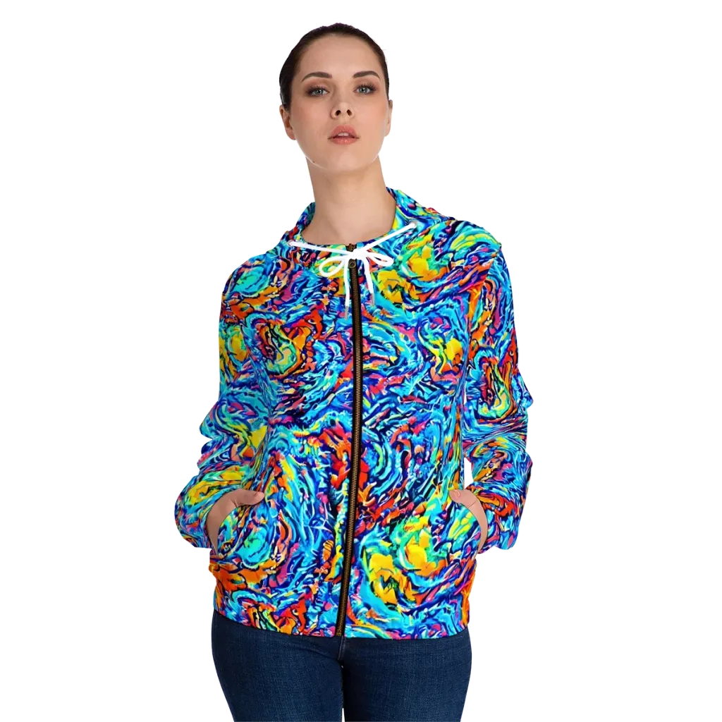 Painted Voltage on Women's Full-Zip Hoodie — Front On Person