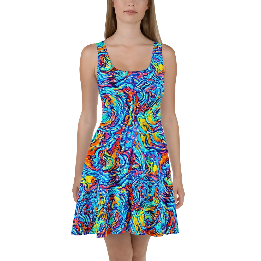 Painted Voltage on Skater Dress — Front