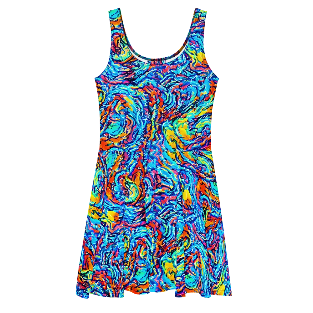 Painted Voltage on Skater Dress — Front