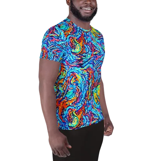 Painted Voltage on a Men's Athletic T-Shirt