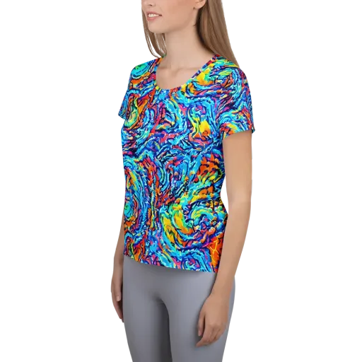 Painted Voltage on a Women's Athletic T-Shirt