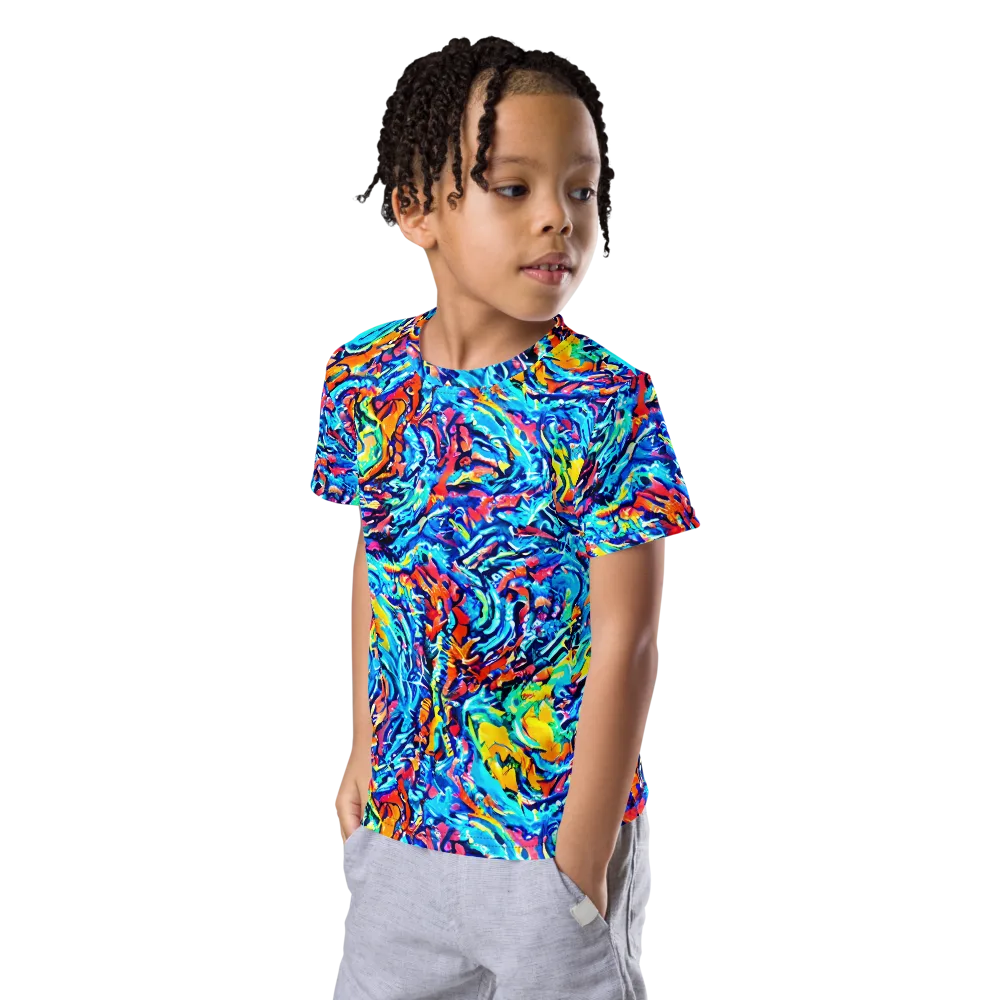 Painted Voltage on Kids Crew Neck T-Shirt — Left Front