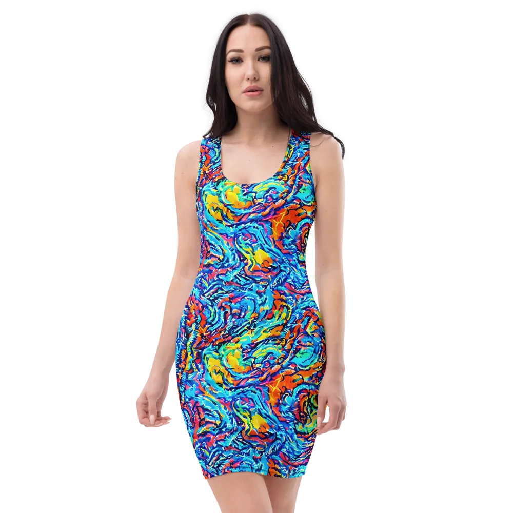 Painted Voltage on Bodycon Dress — Front