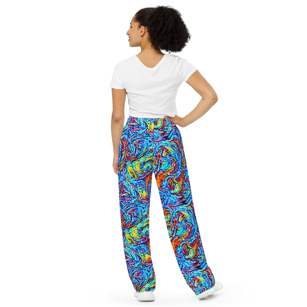 Painted Voltage on Wide-Leg Pants — Back