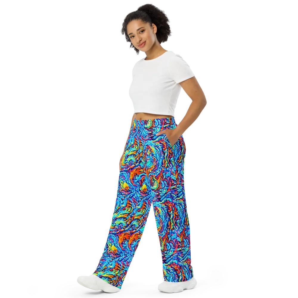 Painted Voltage on Wide-Leg Pants — Left Front