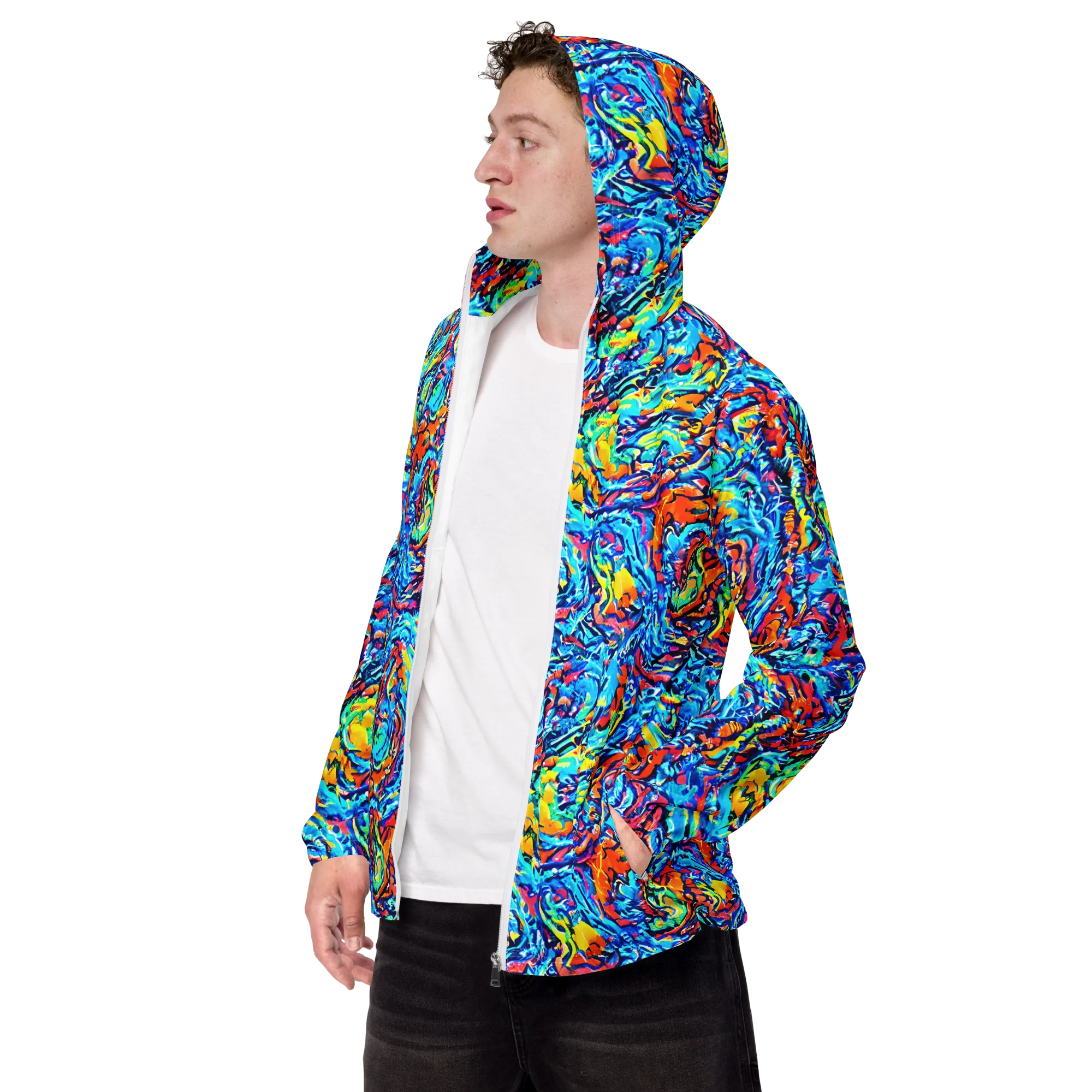 Painted Voltage on Men's Windbreaker — Left Front