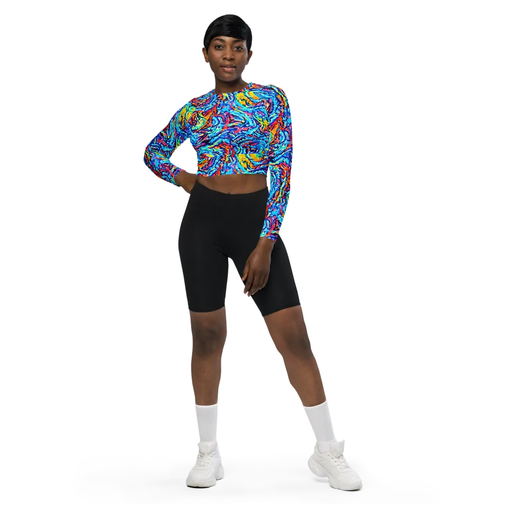 Painted Voltage on Long Sleeve Crop Top — Front