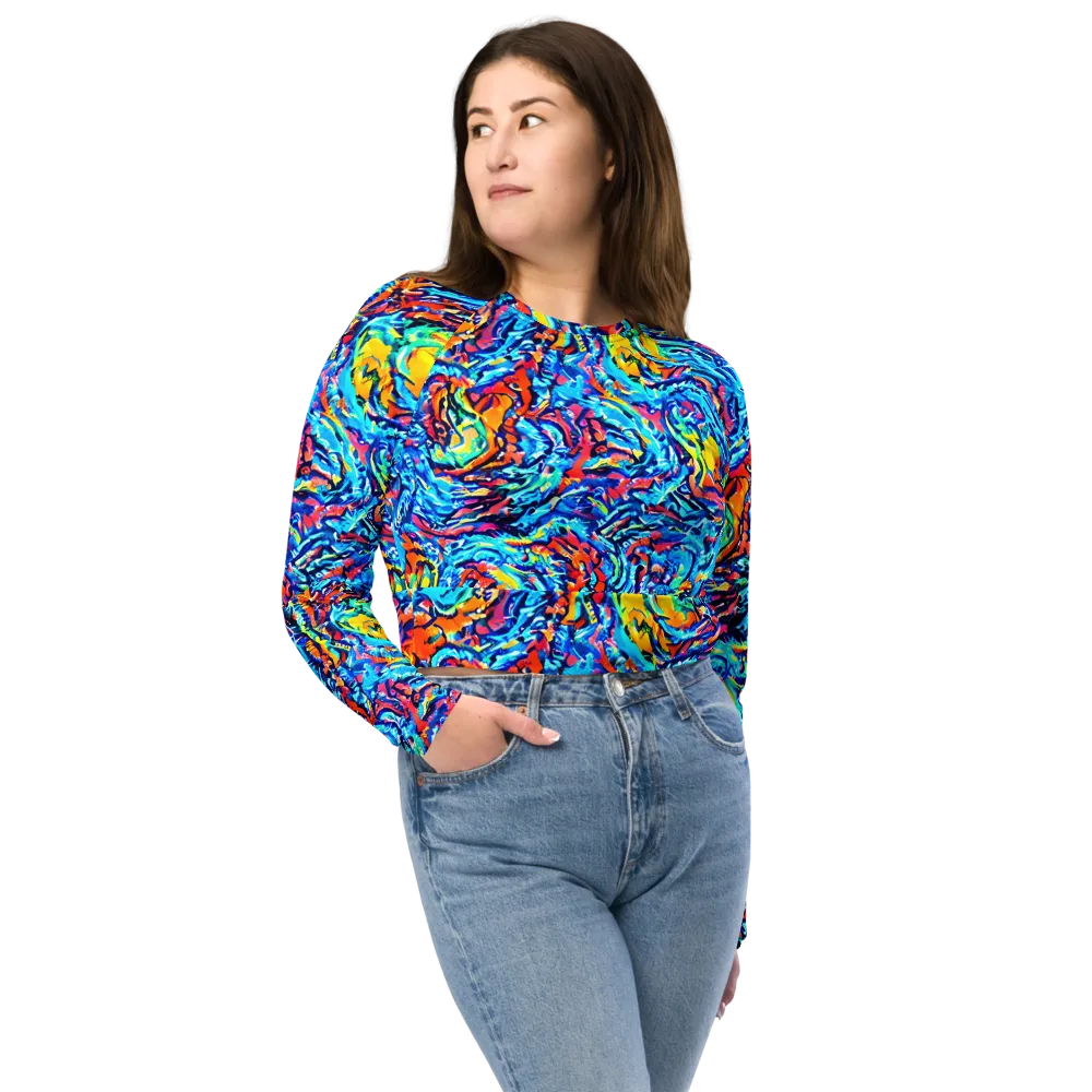 Painted Voltage on Long Sleeve Crop Top — Front