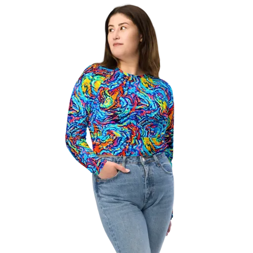 Painted Voltage on a Long Sleeve Crop Top