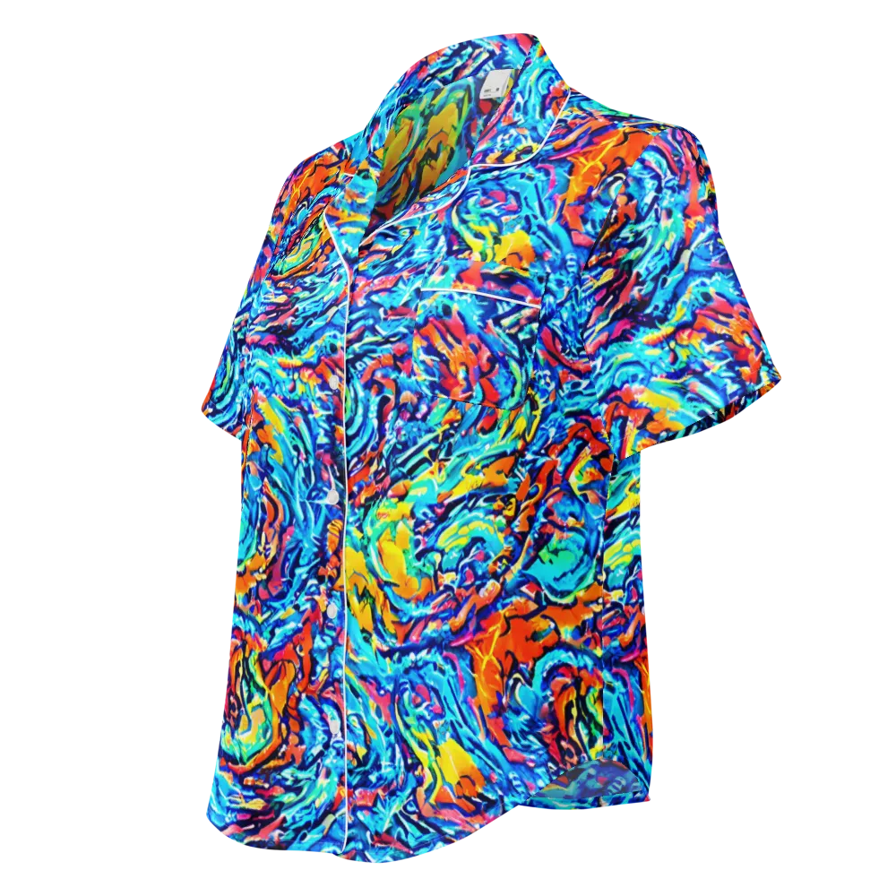 Painted Voltage on Women's Short Sleeve Pajama Top — Left Front