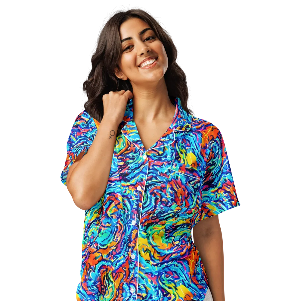Painted Voltage on Women's Short Sleeve Pajama Top — Front