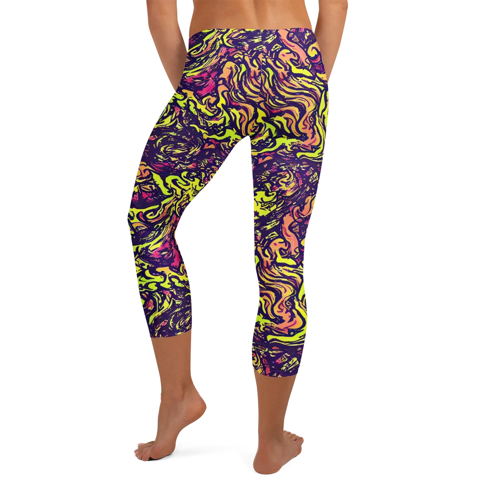Kaleidoscope Riot on Capri Leggings — Back
