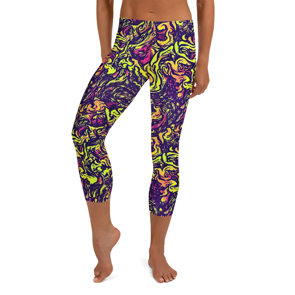 Kaleidoscope Riot on Capri Leggings — Front