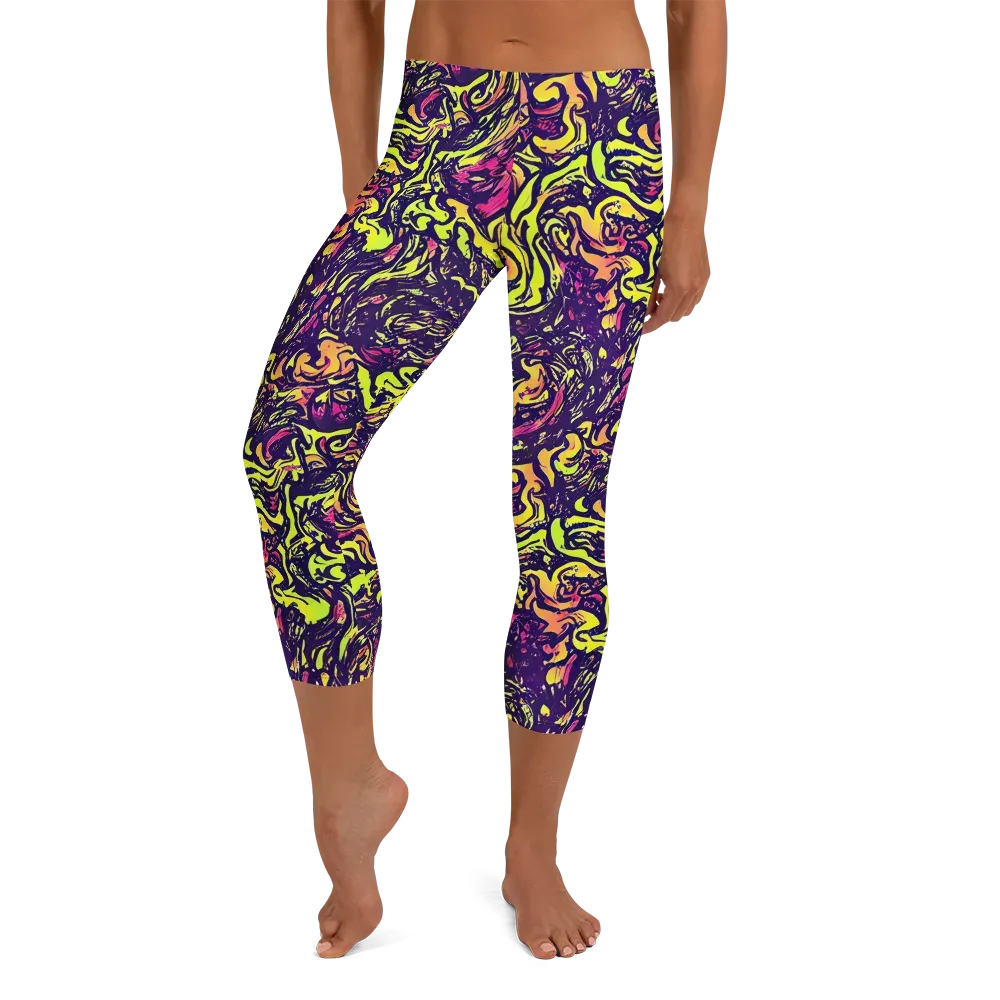 Kaleidoscope Riot on Capri Leggings — Front