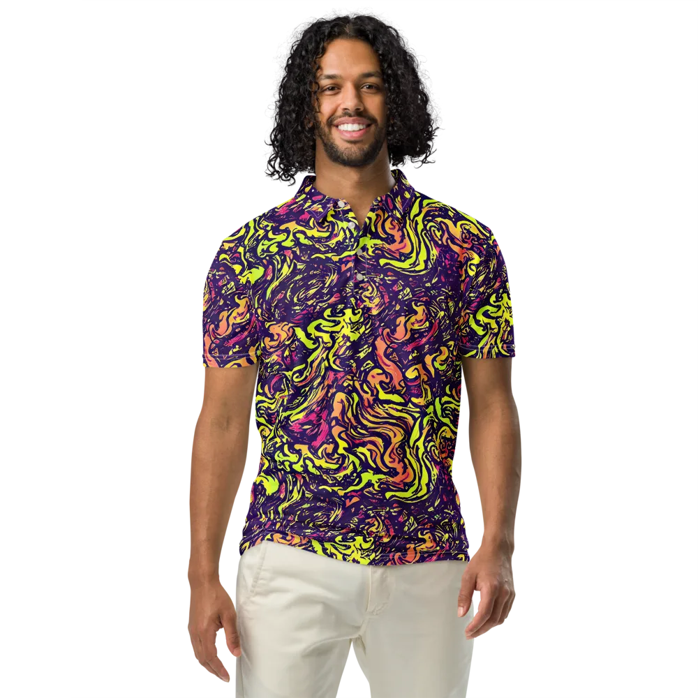 Kaleidoscope Riot on Men's Slim Fit Polo Shirt — Front