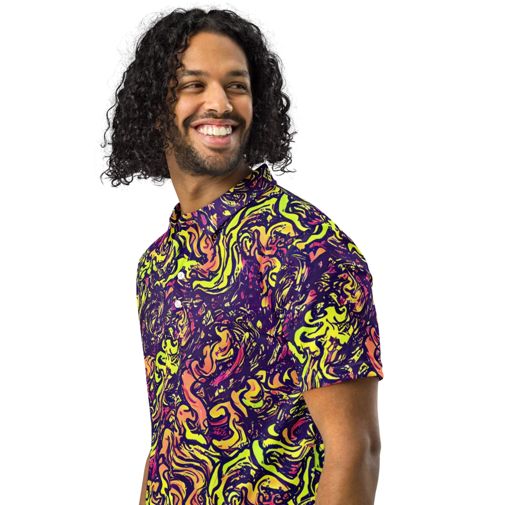Kaleidoscope Riot on Men's Slim Fit Polo Shirt — Left Front