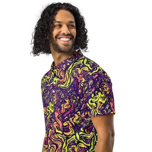 Kaleidoscope Riot on a Men's Slim Fit Polo Shirt