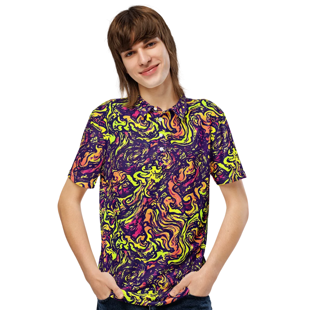 Kaleidoscope Riot on Men's Slim Fit Polo Shirt — Front