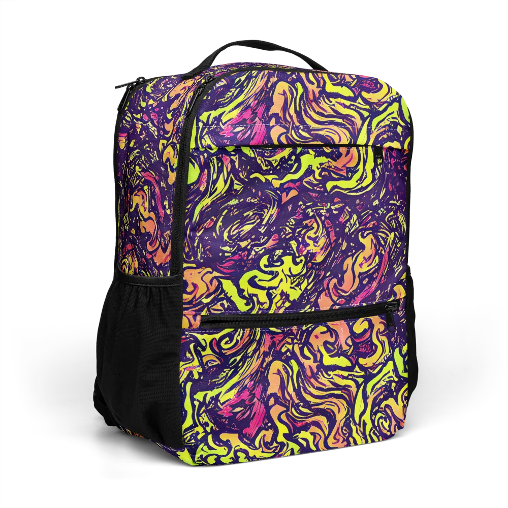 Kaleidoscope Riot on Utility Backpack — Right Front