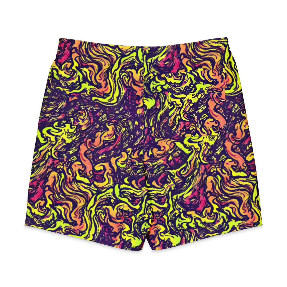 Kaleidoscope Riot on Men's Board Shorts — Back